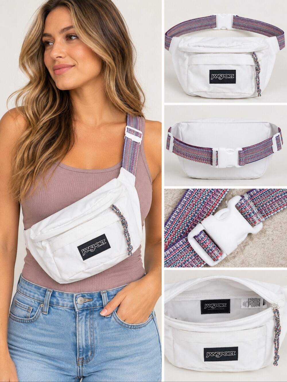 JanSport White Sling Bag Durable and Sporty